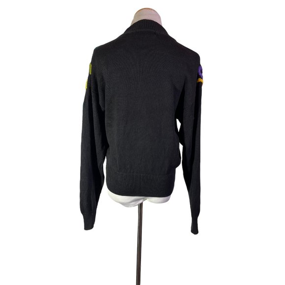 Vintage Maurada Size M Black Pullover Sweater Embroidered Colorful - Picture 9 of 11